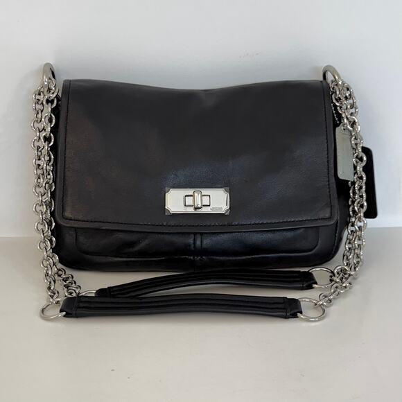 Coach Chelsea Convertible Crossbody Shoulder Bag Turnlock Flap Black F17825 - Picture 4 of 16